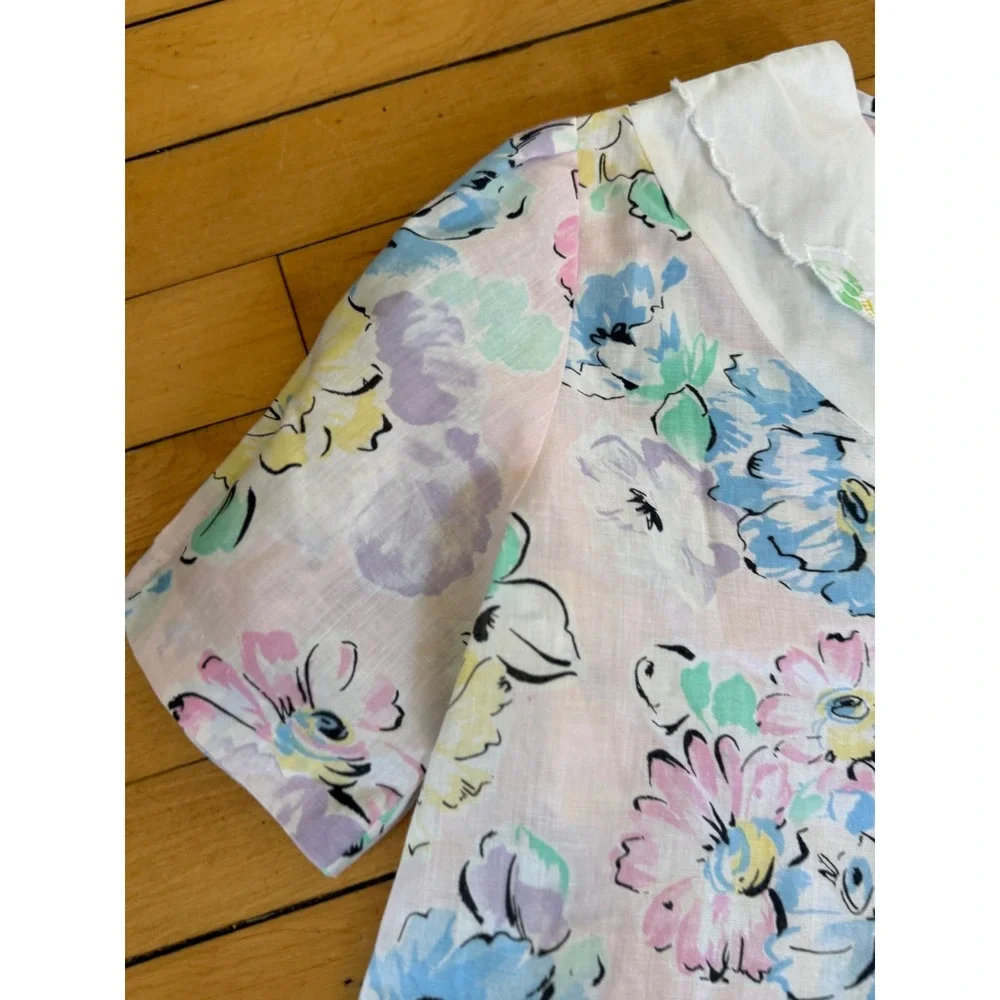 Vintage The Stork Club floral embroidered peter pan collared girls dress